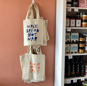 flour water salt 'make bread not war' tote